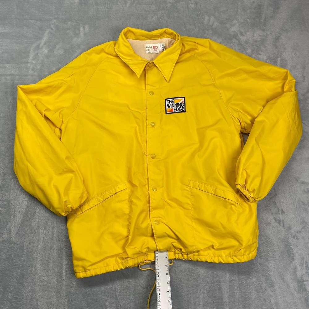 King Louie The Winning Edge Coaches Jacket Mens XL Yellow Pro Fit Snap Front USA